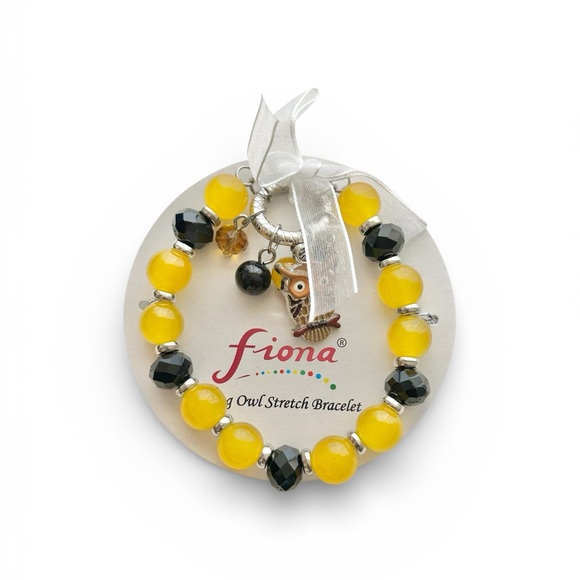 Fiona Jewelry - Fiona Yellow & Black Owl Stretch Bracelet